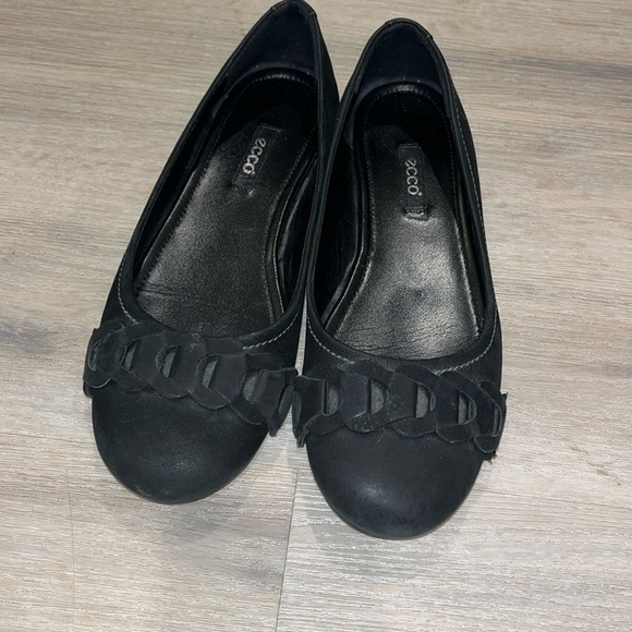 ECCO Kelly flats leather black ballet size 37 7 trendy 90s Y2K 2000s VTG luxury - Picture 1 of 6